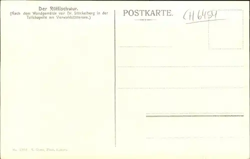 Tell Wilhelm Ruetlischwur Wandgemaelde Dr. Stueckelberg Vierwaldstaettersee Kat. Persoenlichkeiten