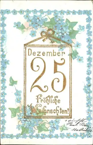 Datumskarte Weihnachten Dezember 25. Kat. Besonderheiten