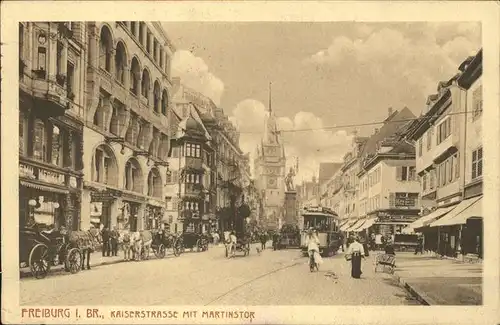 Strassenbahn Freiburg i. Br. Kaiserstr. Martinstor Kat. Bahnen