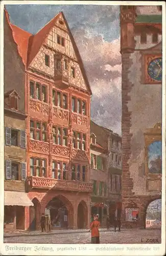Zeitung Freiburger Zeitung 14781 Kaiserstr. Kat. Druckerei