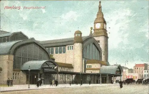 Bahnhof Hamburg Pferdekutschen Kat. Eisenbahn