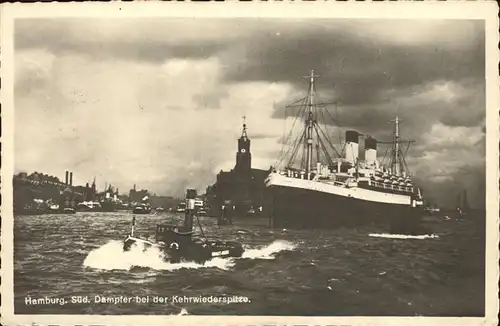 Dampfer Oceanliner Hamburg Kehrwiederspitze Kat. Schiffe