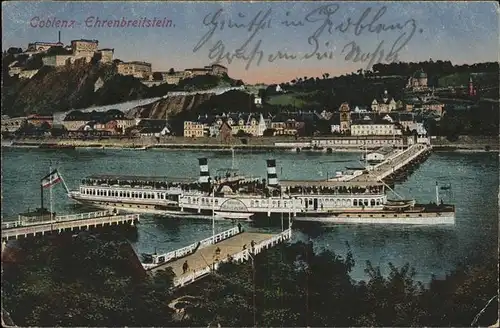 Dampfer Seitenrad Koblenz Ehrenbreitstein Kat. Schiffe