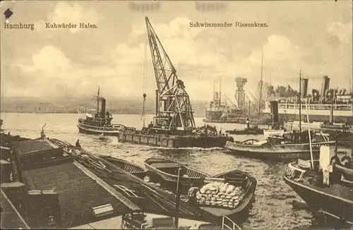 Boote Hamburg Kuhwaerder Hafen Kran  Kat. Schiffe