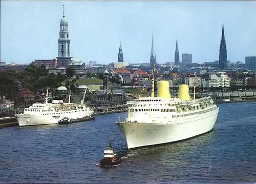 Dampfer Oceanliner Hamburg Hafen Stadtpanorama Kat. Schiffe