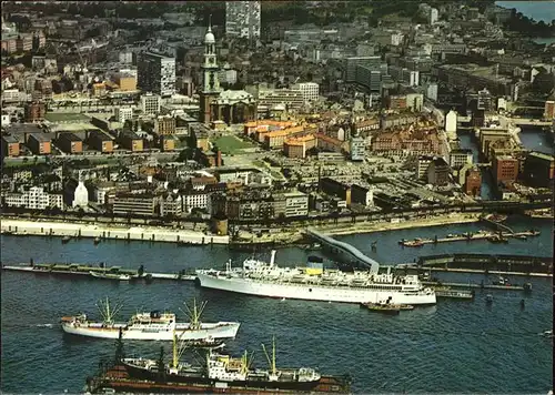 Schiffe Hamburg Hafen St.Michaeliskirche Fliegeraufnahme Kat. Schiffe