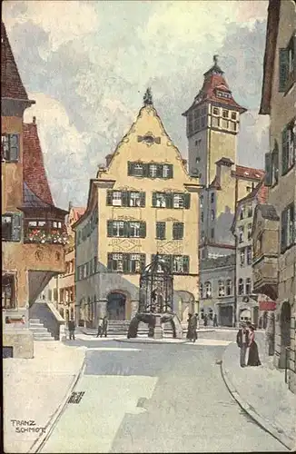 Schmidt Franz Stuttgart Geifsstrasse Altstadt Kat. Kuenstlerkarte