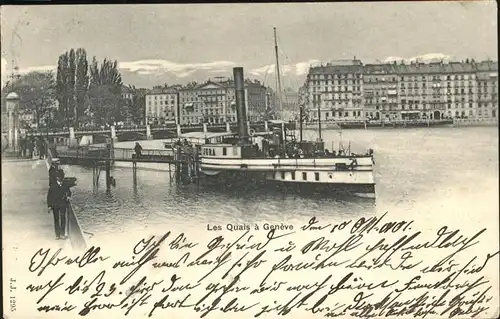 Dampfer Seitenrad Les Quais a Geneve Kat. Schiffe