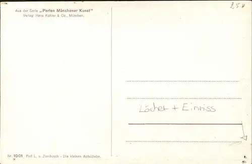 Zumbusch L.v. Nr. 1001 Die kleinen Apfeldiebe Kat. Kuenstlerkarte