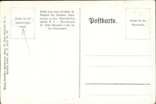 Liederkarte Deutscher Schulverein 1880  Kat. Musik