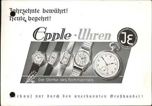 Werbung Reklame Grosshandel Epple Uhren Kat. Werbung