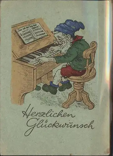 Klavier Zwerg Glueckwuensche Kat. Musik