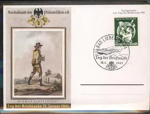 Postkarte auf Ak Reichsbund Philatelisten eV Wiener Klapperpost Kat. Besonderheiten