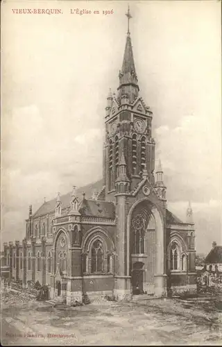 Vieux-Berquin L'Eglise en 1916 / Vieux-Berquin /Arrond. de Dunkerque