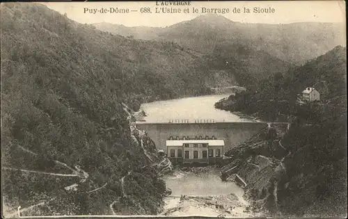 Puy-de-Dome l'Usine et le Barrage de la Sioule / Neuville /Arrond. de Clermont-Ferrand