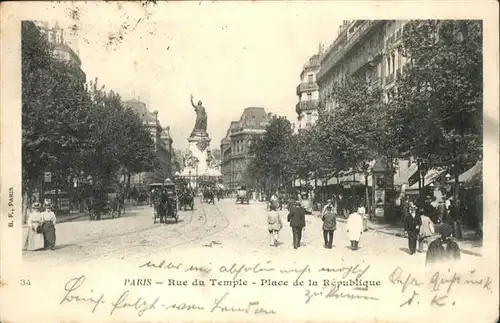 Paris Rue du Temple Place de la Republique / Paris /Arrond. de Paris