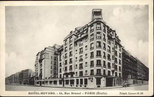 Paris Hotel Rovaro Rue Brunnel / Paris /Arrond. de Paris