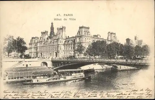 Paris Hotel de Ville Boot Bruecke / Paris /Arrond. de Paris