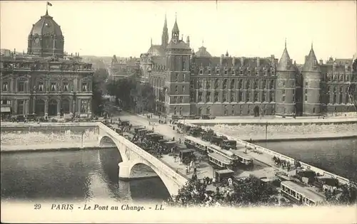 Paris Pont Change Strassenbahn Kutsche / Paris /Arrond. de Paris