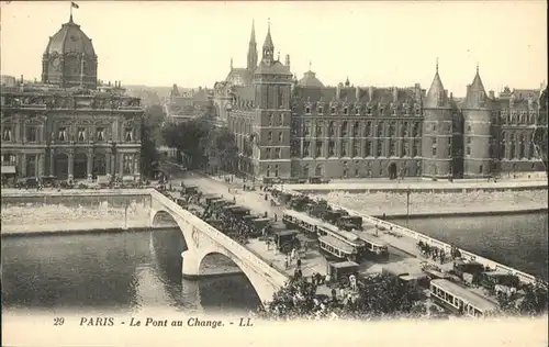 Paris Pont Change Strassenbahn Kutsche / Paris /Arrond. de Paris