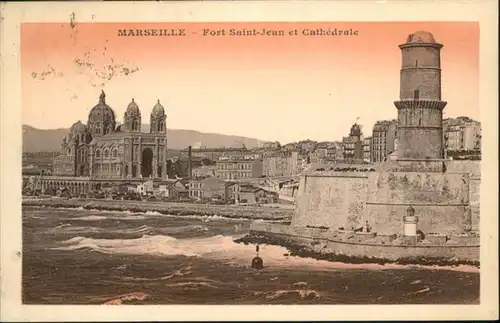 ca14155 Marseille Fort Saint Jean Cathedrale Kategorie. Marseille Alte Ansichtskarten
