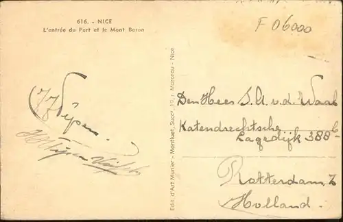 ca14243 Nice Alpes Maritimes Port et le Mont Boron Kategorie. Nice Alte Ansichtskarten