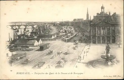 Bordeaux Quais Bruecke Kutsche Brunnen 