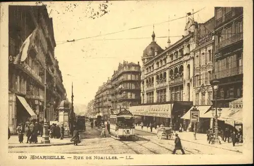 ca15034 Marseille Rue Noailles Strassenbahn Kategorie. Marseille Alte Ansichtskarten