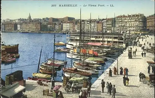 ca15174 Marseille Port Schiff Kategorie. Marseille Alte Ansichtskarten