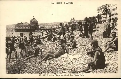 ca15358 Nice Alpes Maritimes Plage Quai des Etats Unis Kategorie. Nice Alte Ansichtskarten