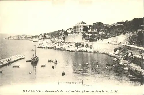 ca15527 Marseille Promenade de la Corniche Schiff Kategorie. Marseille Alte Ansichtskarten