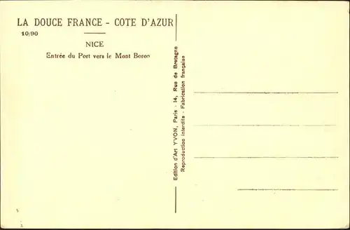 ca15702 Nice Alpes Maritimes Port Mont Boron Kategorie. Nice Alte Ansichtskarten