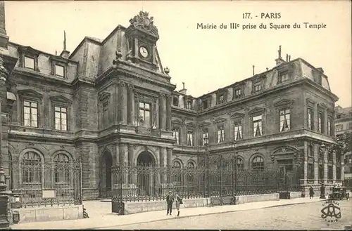 Paris Mairie du Ille prise du Square du Temple / Paris /Arrond. de Paris