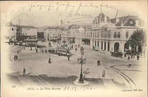 Nice Alpes Maritimes Place Massena Strassenbahn Kutsche  / Nice /Arrond. de Nice