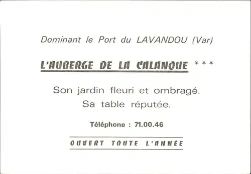 Le Lavandou Le Lavandou Auberge de la Calanque * / Le Lavandou /Arrond. de Toulon