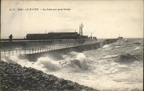 Le Havre Jetee par gros temps Kat. Le Havre