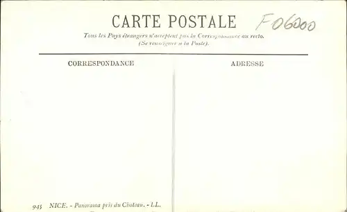 hw05911 Nice Alpes Maritimes Panorama Kategorie. Nice Alte Ansichtskarten