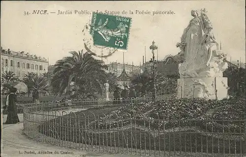 hw06018 Nice Alpes Maritimes Jardin Public Statue Poesie pastorale Kategorie. Nice Alte Ansichtskarten