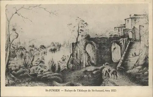 Saint-Junien Ruines Abbaye St. Amand 1825 Kat. Saint-Junien