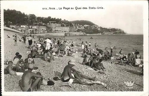 hw06246 Nice Alpes Maritimes Plage Quai Etats-Unis Kategorie. Nice Alte Ansichtskarten