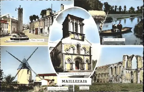 Maillezais Place Centrale Abbaye Moulin Kat. Maillezais