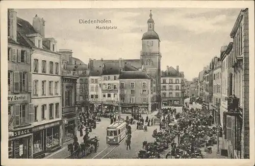 Diedenhofen Marktplatz Strassenbahn Kutsche Kat. Thionville