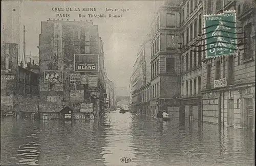 Paris Crue de la Seine Rue Theophile Roussel Kat. Paris