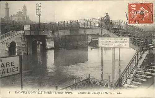 Paris Inondations Station du Champ de Mars Kat. Paris