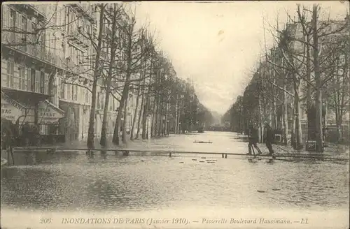 Paris Inondations Passerelle Boulevard Haussmann Kat. Paris