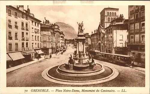 Grenoble Place Notre Dame Monument Centenaire Strassebahn Brunnen Kat. Grenoble