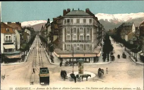 Grenoble Avenue de la Gare Alsace Lorraine Kutsche Hotel de Savonie Kat. Grenoble