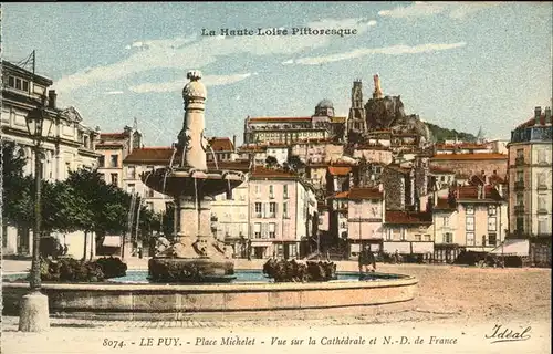 Le Puy-en-Velay Place Micgelet Brunnen Cathedrale