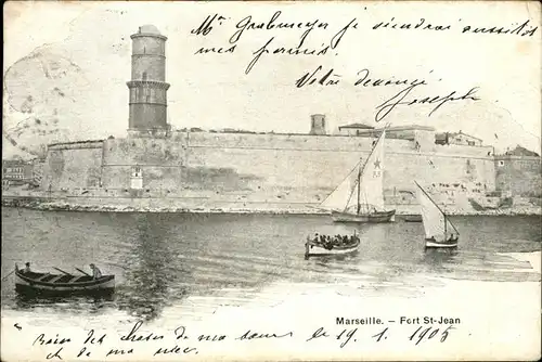 hw09472 Marseille Fort St Jean Schiff Kategorie. Marseille Alte Ansichtskarten