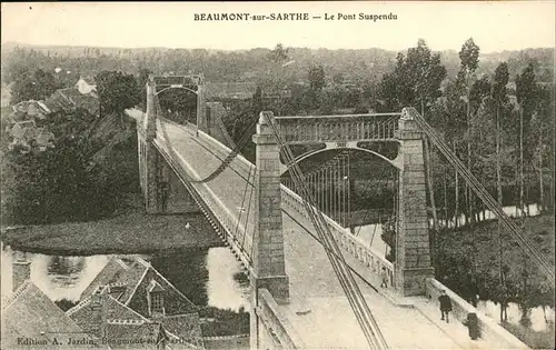 Beaumont-sur-Sarthe Pont Suspendu Kat. Beaumont-sur-Sarthe